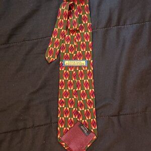 Men's red green and yellowish pattern Bourbon Cocktail Collection suit tie